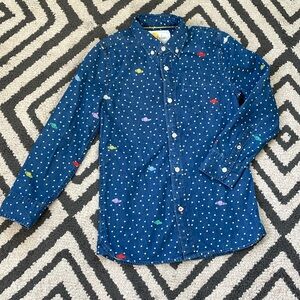 Mini Boden Chambray Space Embroidered Shirt